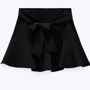 Zara Black Flared Skort with Bow